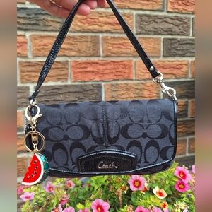 Coach Black and Gray Signature Wristlet